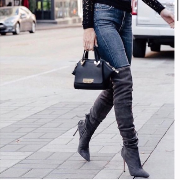 Pour la victoire caterina black suede leather stiletto thigh high boots NO OFFER - Picture 14 of 15